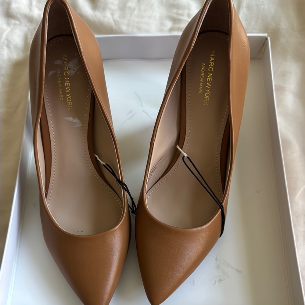 Marc New York Tan Leather Stiletto Heels